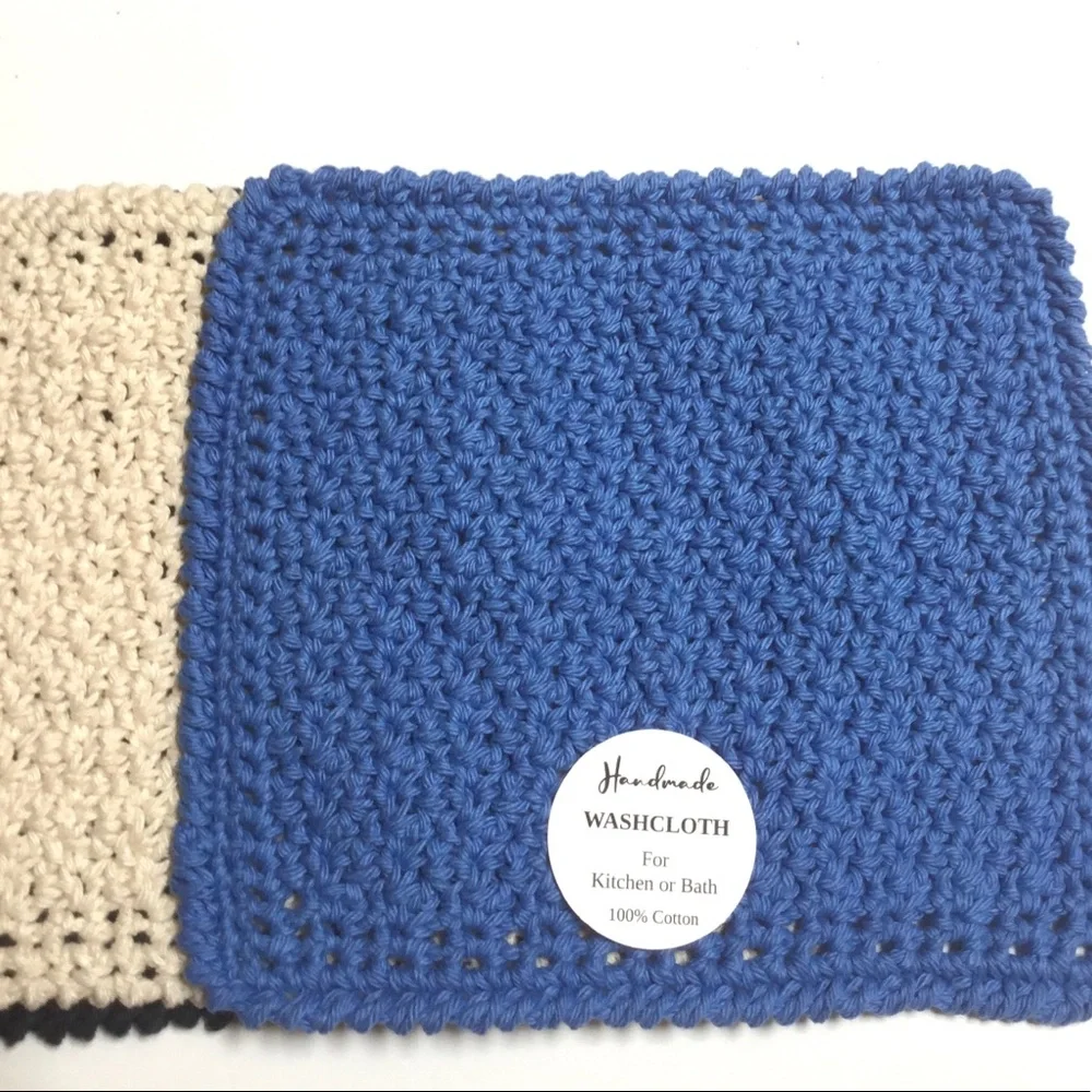🆕 Cotton Wash Cloth Facial Scrubbies Set Handcrafted Reusable 9 Piece Set